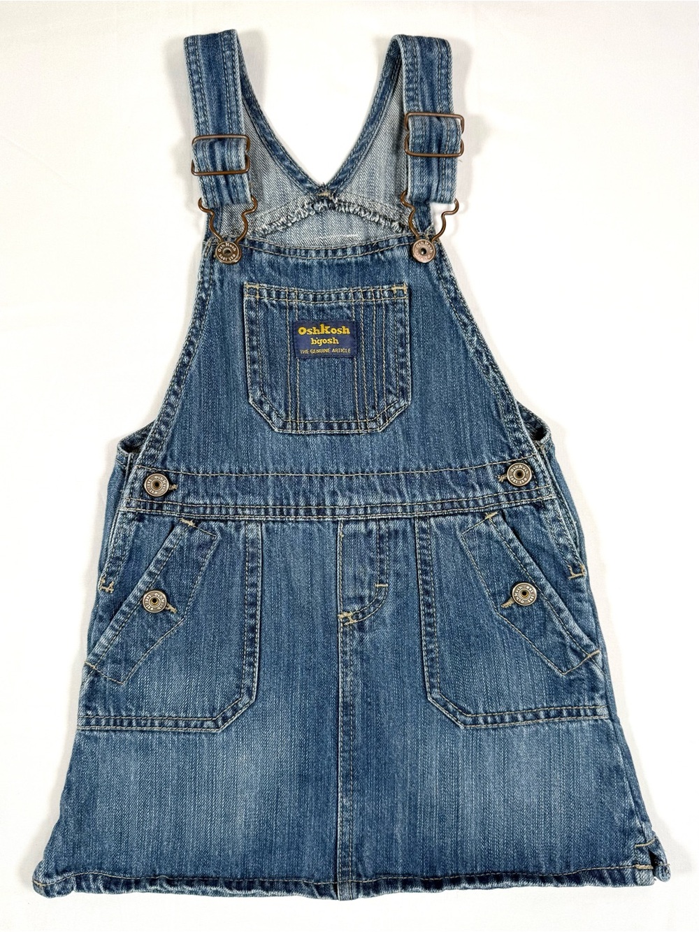 VINTAGE OSHKOSH B’GOSH Girls Vestbak Denim Jumper Dress 4T Y2K Workwear Western